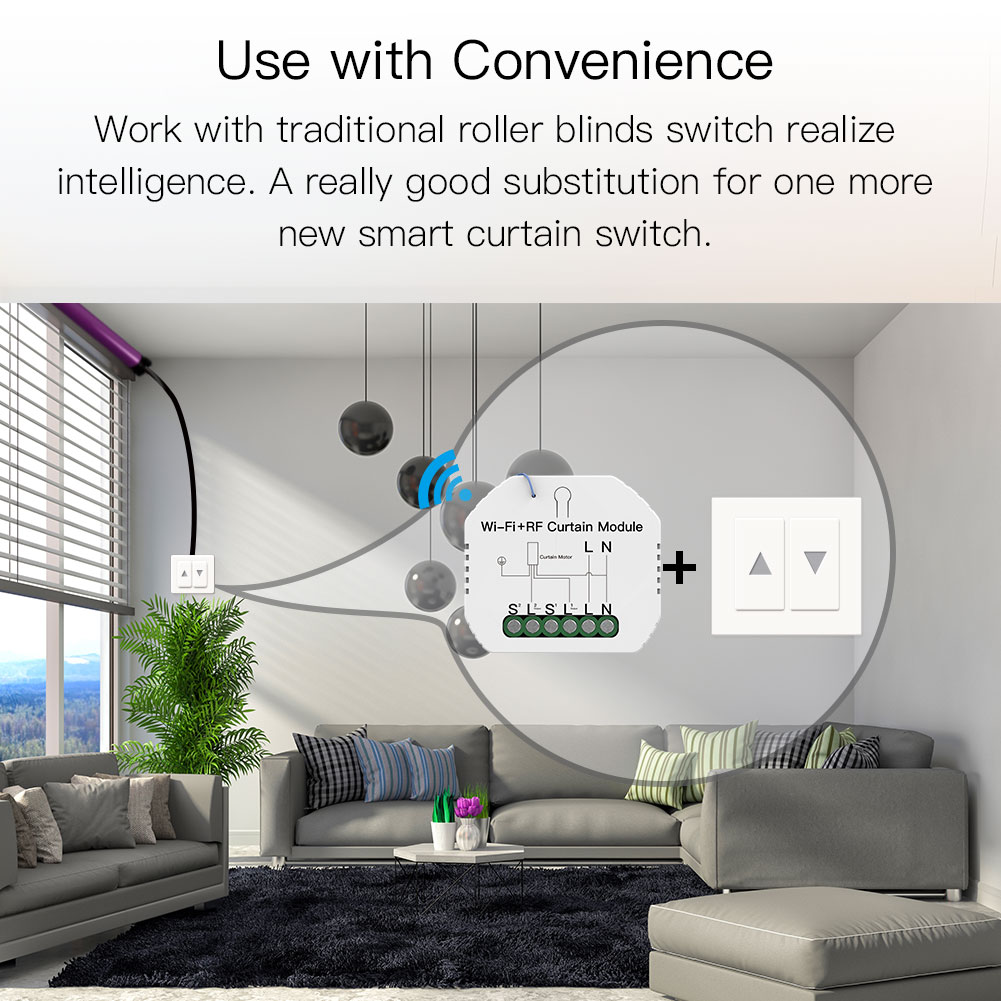 Smart WiFi RF433 Módulo de interruptor de persiana de cortina de 1 unidad para persiana enrollable
